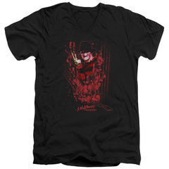 A Nightmare On Elm Street One Two Freddy's Coming For You Men's 30/1 Cotton Slim V-Neck T-Shirt