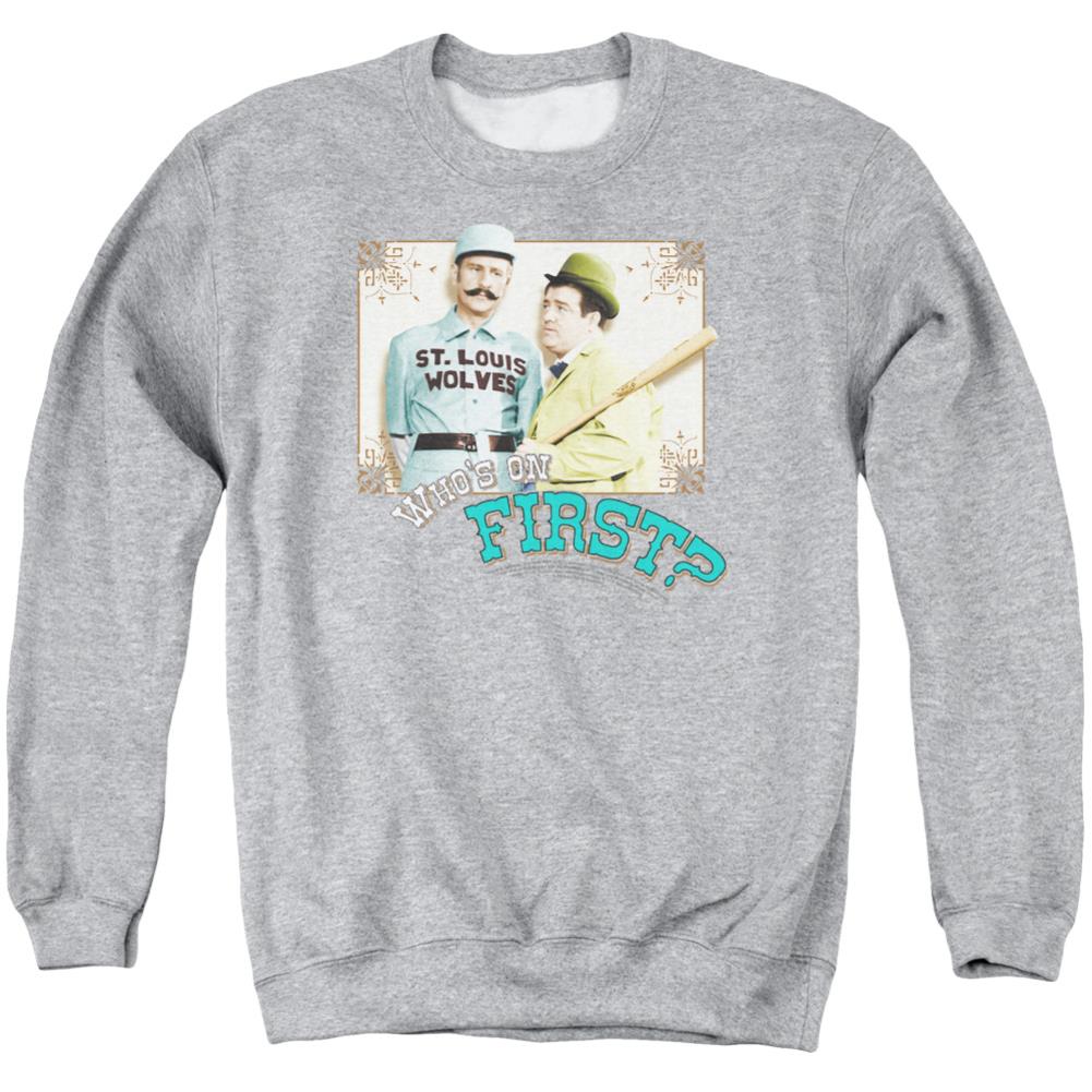 Abbott And Costello Whos On First Men's Crewneck 50 50 Poly Long-Sleeve T-Shirt
