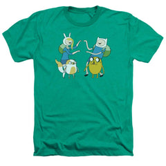 Adventure Time Meet Up Men's 30/1 Heather 60 40 Poly Short-Sleeve T-Shirt