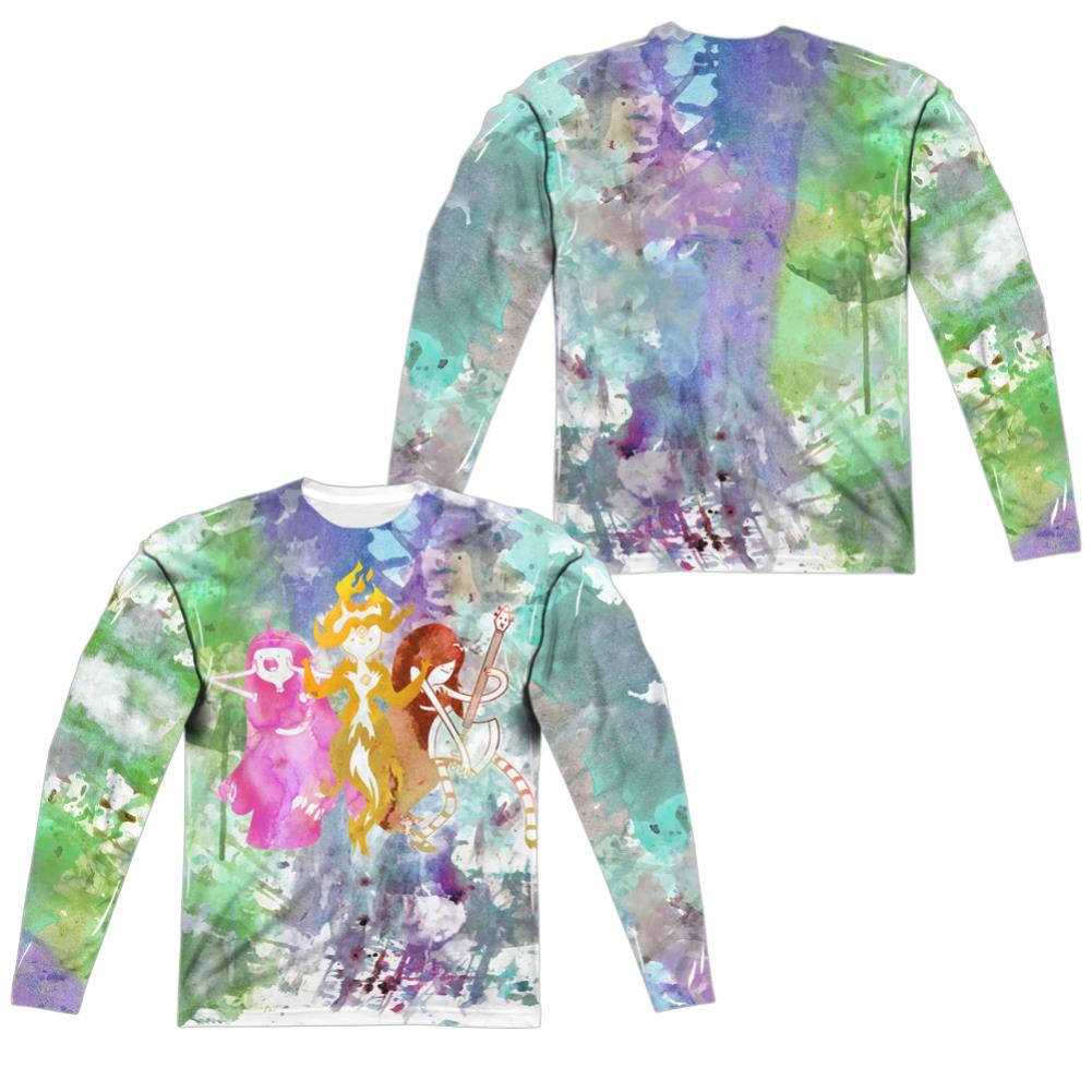 Adventure Time Three Ladies (Front/Back Print) Men's Regular Fit Polyester Long-Sleeve T-Shirt