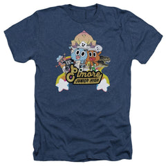 Amazing World Of Gumball Elmore Junior High Men's 30/1 Heather 60 40 Poly Short-Sleeve T-Shirt