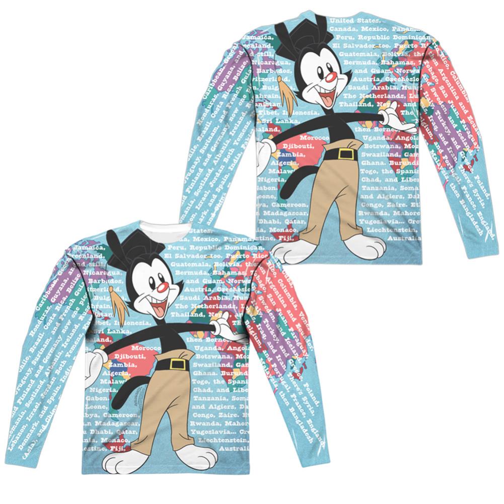 Animaniacs Yakko World (Front/Back Print) Men's Regular Fit Polyester Long-Sleeve T-Shirt