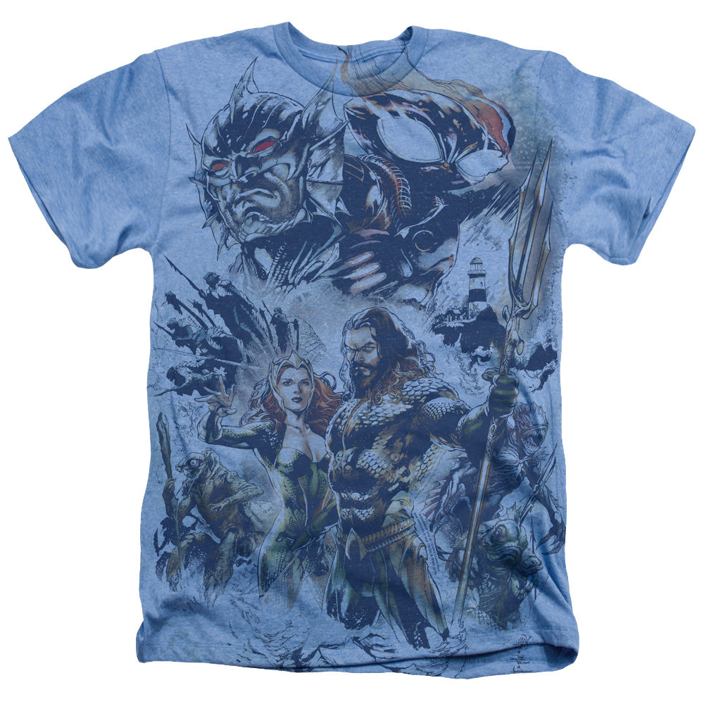 Aquaman Movie Comic Poster Men's 30/1 Cotton Poly SS Heather T