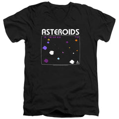 Atari Asteroids Screen Men's 30/1 Cotton Slim V-Neck T-Shirt