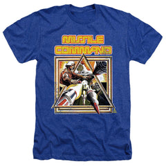 Atari Missle Commander Men's 30/1 Heather 60 40 Poly Short-Sleeve T-Shirt