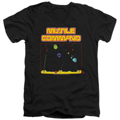 Atari Missle Screen Men's 30/1 Cotton Slim V-Neck T-Shirt