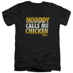Back To The Future Chicken Men's 30/1 Cotton Slim V-Neck T-Shirt