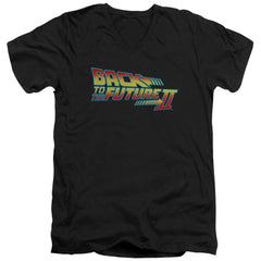 Back To The Future II Logo Men's 30/1 Cotton Slim V-Neck T-Shirt