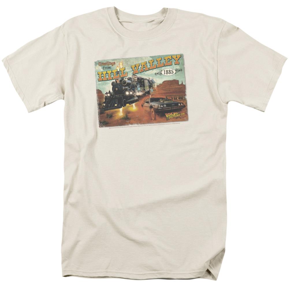 Back To The Future III Hill Valley Postcard Men's 18/1 Cotton Short-Sleeve T-Shirt