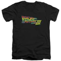 Back To The Future III Logo Men's 30/1 Cotton Slim V-Neck T-Shirt