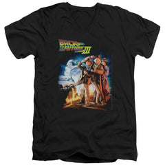 Back To The Future III Poster Men's 30/1 Cotton Slim V-Neck T-Shirt