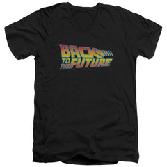 Back To The Future Logo Men's 30/1 Cotton Slim V-Neck T-Shirt