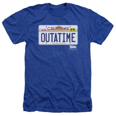 Back To The Future Outatime Plate Men's 30/1 Heather 60 40 Poly Short-Sleeve T-Shirt