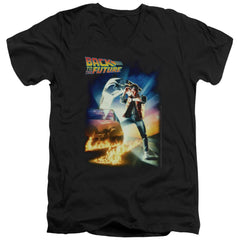 Back To The Future Poster Men's 30/1 Cotton Slim V-Neck T-Shirt