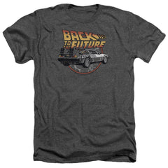 Back To The Future Time Machine Men's 30/1 Heather 60 40 Poly Short-Sleeve T-Shirt