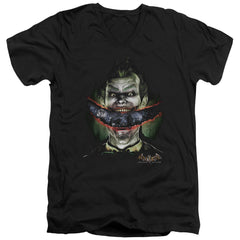 Batman Arkham Asylum Crazy Lips Men's 30/1 Cotton Slim V-Neck T-Shirt
