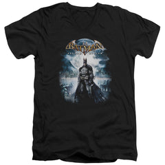 Batman Arkham Asylum Game Cover Men's 30/1 Cotton Slim V-Neck T-Shirt