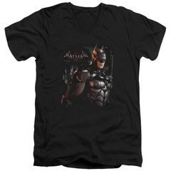 Batman Arkham Knight Dark Knight Men's 30/1 Cotton Slim V-Neck T-Shirt