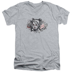 Batman Arkham Knight Hq Sketch Men's 30/1 Cotton Slim V-Neck T-Shirt