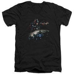 Batman Arkham Knight Knight Rider Men's 30/1 Cotton Slim V-Neck T-Shirt