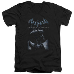 Batman Arkham Origins Perched Cat Men's 30/1 Cotton Slim V-Neck T-Shirt