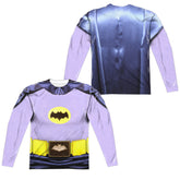 Batman Classic TV Series Batman Costume (Front/Back Print) Men's Regular Fit Polyester Long-Sleeve T-Shirt
