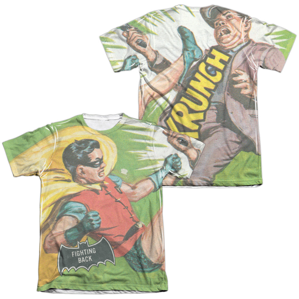 Batman Classic TV Series Fighting Back (Front/Back Print) Men's Regular Fit Poly Cotton Short-Sleeve T-Shirt