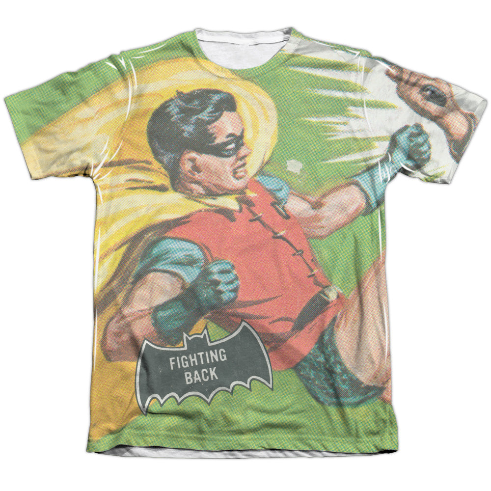 Batman Classic TV Series Fighting Back Men's Regular Fit Poly Cotton Short-Sleeve T-Shirt