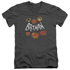 Batman Classic TV Series Sound Effects Men's 30/1 Cotton Slim V-Neck T-Shirt