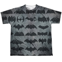 Batman Comics 75 Symbols Youth Regular Fit Poly Short-Sleeve T-Shirt