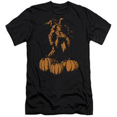 Batman Comics A Bat Among Pumpkins Men's Ultra-Soft 30/1 Cotton Slim Short-Sleeve T-Shirt