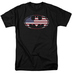 Batman Comics American Flag Oval Men's 18/1 Cotton Short-Sleeve T-Shirt