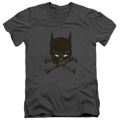 Batman Comics Bat And Bones Men's 30/1 Cotton Slim V-Neck T-Shirt