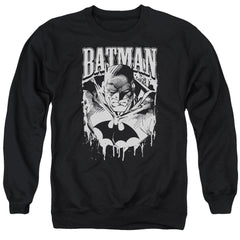Batman Comics Bat Metal Men's Crewneck 50 50 Poly Long-Sleeve T-Shirt