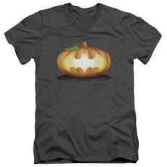 Batman Comics Bat Pumpkin Logo Men's 30/1 Cotton Slim V-Neck T-Shirt