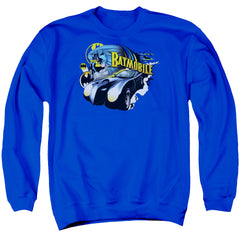 Batman Comics Batmobile Men's Crewneck 50 50 Poly Long-Sleeve T-Shirt