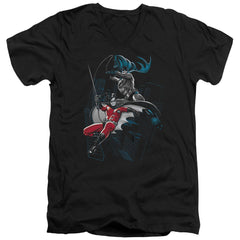 Batman Comics Black And White Men's 30/1 Cotton Slim V-Neck T-Shirt