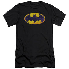 Batman Comics Bm Neon Distress Logo Men's Ultra-Soft 30/1 Cotton Slim Short-Sleeve T-Shirt