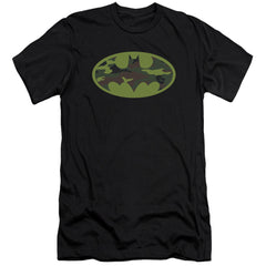 Batman Comics Camo Logo Men's Ultra-Soft 30/1 Cotton Slim Short-Sleeve T-Shirt