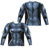 Batman Comics Catwoman Uniform (Front/Back Print) Men's Regular Fit Polyester Long-Sleeve T-Shirt