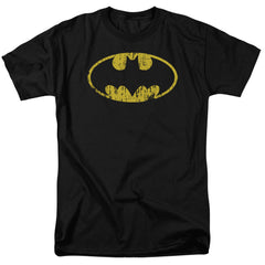 Batman Comics Classic Logo Distressed Men's 18/1 Cotton Short-Sleeve T-Shirt