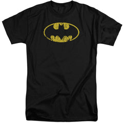 Batman Comics Classic Logo Distressed Men's 18/1 Tall Cotton Short-Sleeve T-Shirt