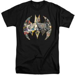 Batman Comics Collage Shield Men's 18/1 Tall Cotton Short-Sleeve T-Shirt