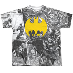 Batman Comics Collage Youth Regular Fit Poly Short-Sleeve T-Shirt