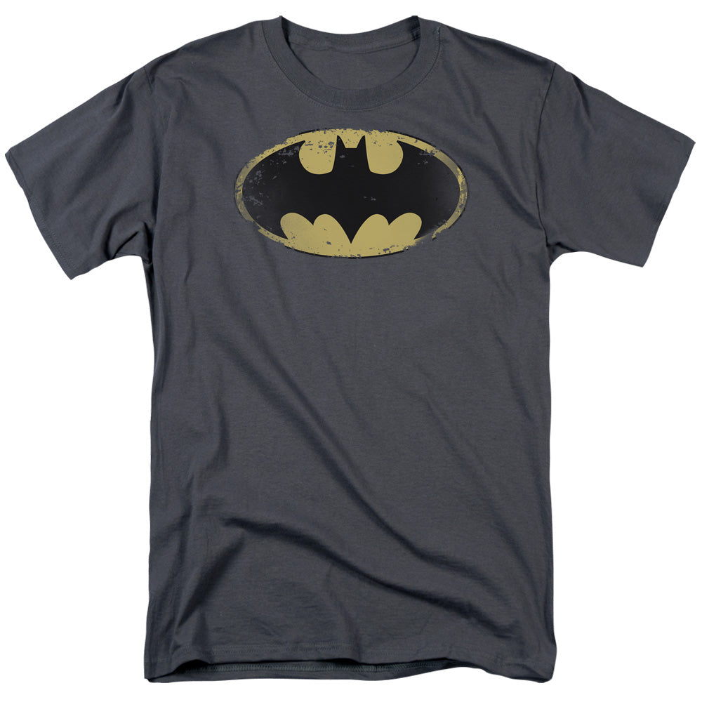 Batman Comics Distressed Shield Men's 18/1 Cotton Short-Sleeve T-Shirt