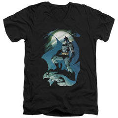 Batman Comics Glow Of The Moon Men's 30/1 Cotton Slim V-Neck T-Shirt