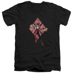 Batman Comics Harley Quinn (Diamonds) Men's 30/1 Cotton Slim V-Neck T-Shirt