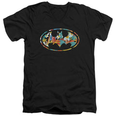 Batman Comics Hawaiian Bat Men's 30/1 Cotton Slim V-Neck T-Shirt
