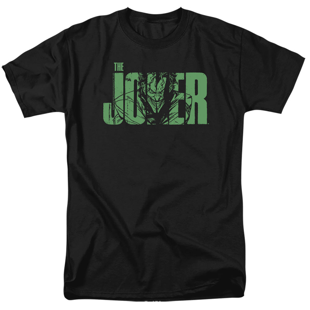 Batman Comics Joker Text On Black Men's 18/1 Cotton Short-Sleeve T-Shirt