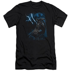 Batman Comics Lightning Strikes Men's Ultra-Soft 30/1 Cotton Slim Short-Sleeve T-Shirt